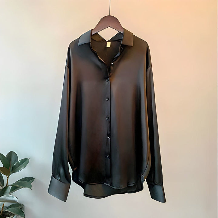 Laura | Oversized Silk Blouse – Women's Luxury Long Sleeve Shirt