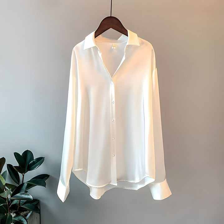 Laura | Oversized Silk Blouse – Women's Luxury Long Sleeve Shirt