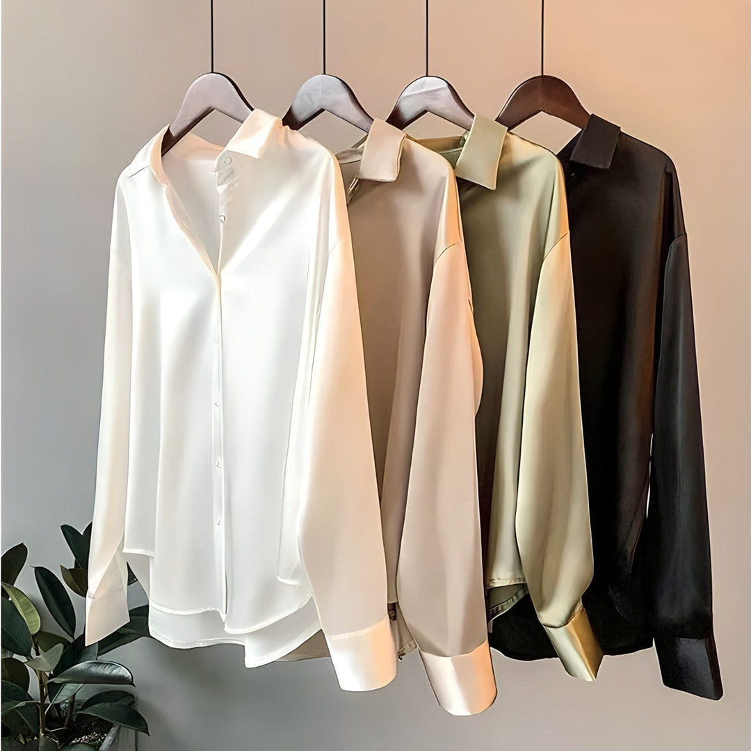 Laura | Oversized Silk Blouse – Women's Luxury Long Sleeve Shirt