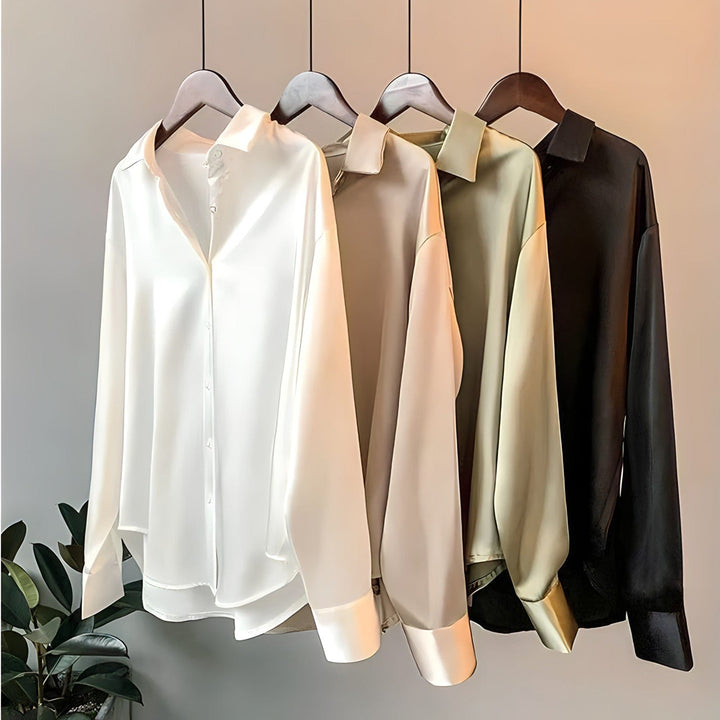 Laura | Oversized Silk Blouse – Women's Luxury Long Sleeve Shirt