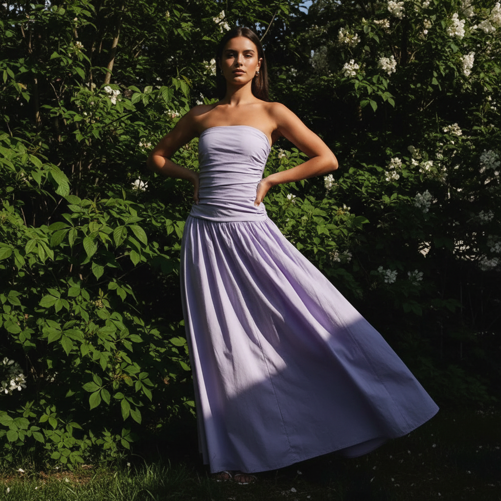 Santorini | Strapless Tile Print Smocked Maxi Dress