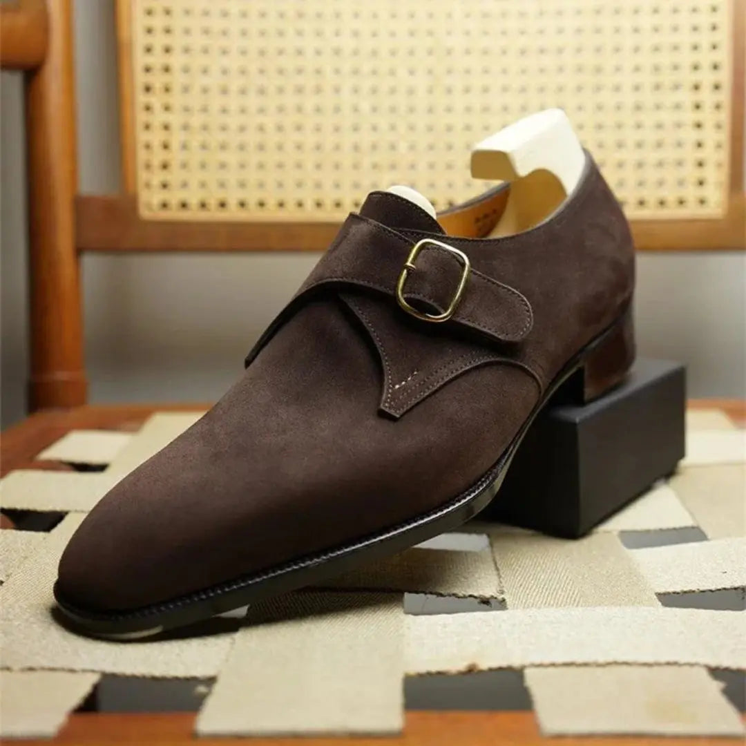 Leonardo | Single Monk Strap Suede Formal Dress Mens Shoes