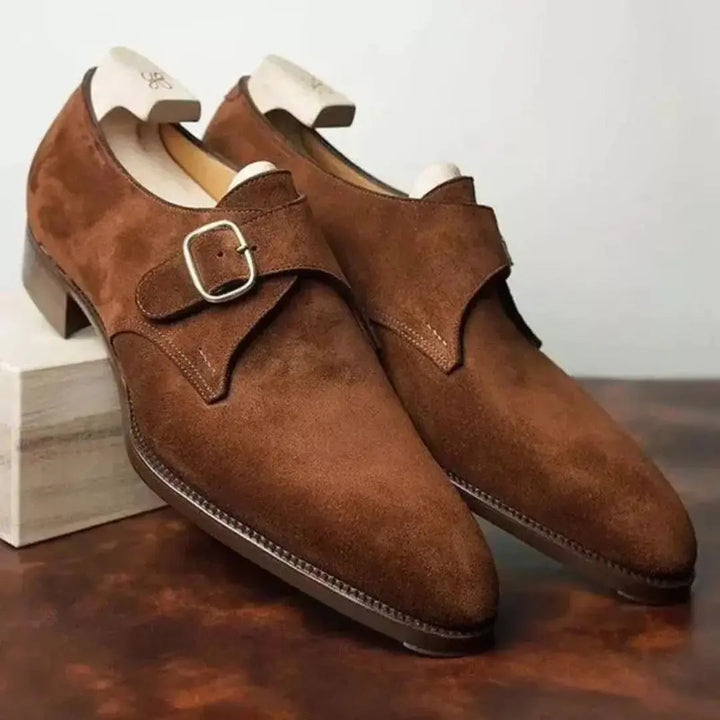 Leonardo | Single Monk Strap Suede Formal Dress Mens Shoes