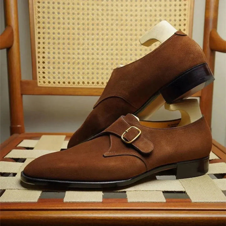 Leonardo | Single Monk Strap Suede Formal Dress Mens Shoes