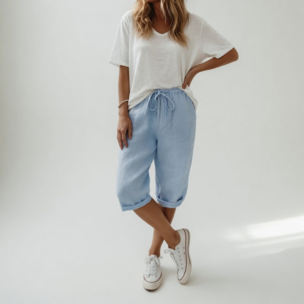 Lorette | Women's Relaxed Linen Drawstring Bermuda Shorts