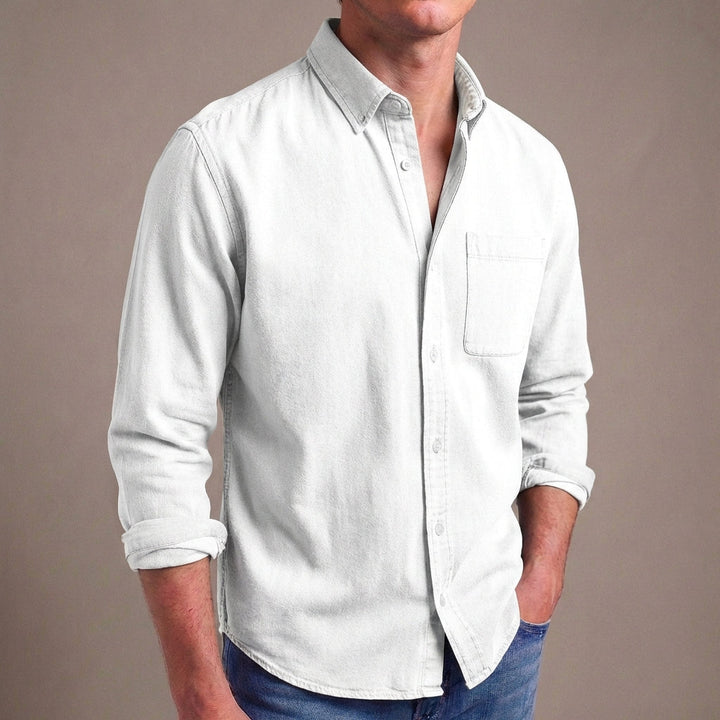 Lionel | Washed Chambray Men's Smart-Casual Shirt with Chest Pocket