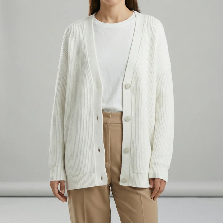 Jamila | Oversized Rib Knit V-Neck Women's Cardigan