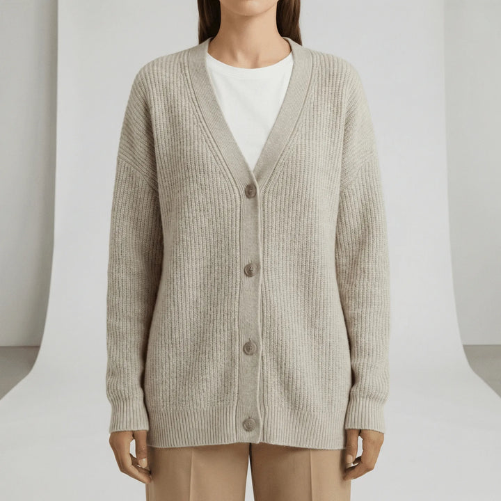 Jamila | Oversized Rib Knit V-Neck Women's Cardigan