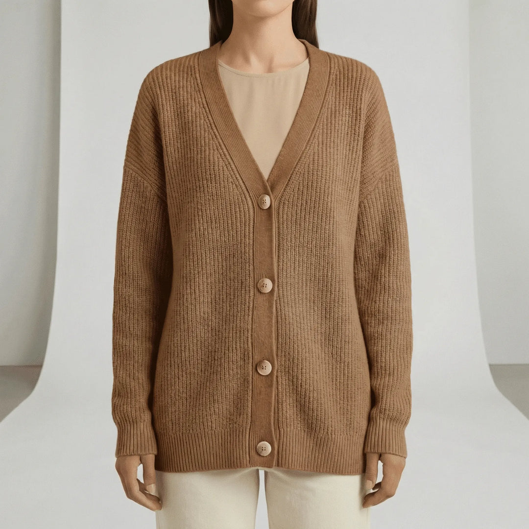 Jamila | Oversized Rib Knit V-Neck Women's Cardigan