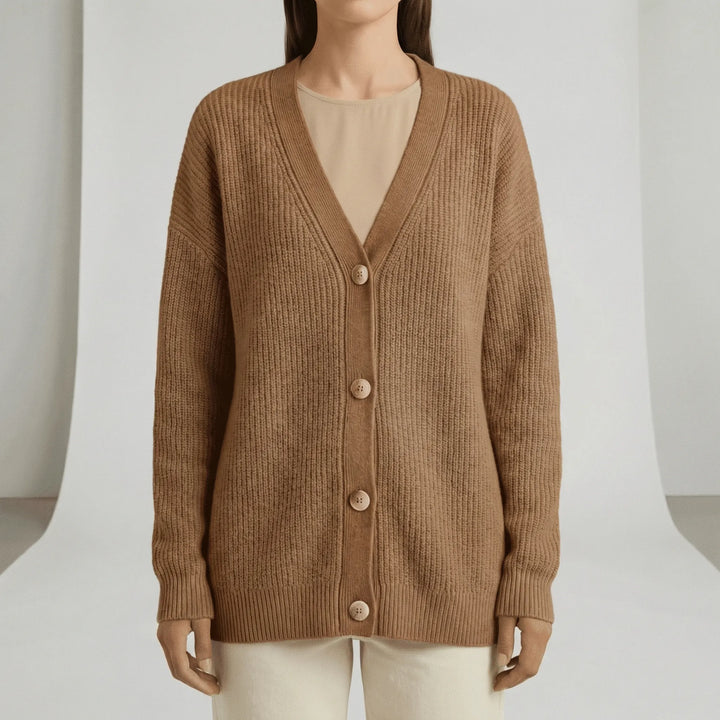 Jamila | Oversized Rib Knit V-Neck Women's Cardigan