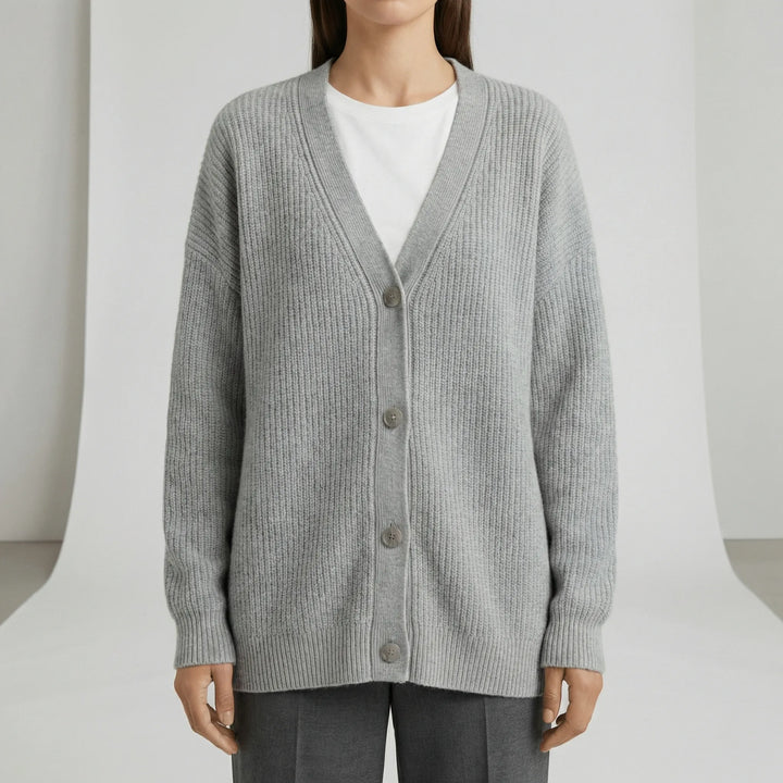 Jamila | Oversized Rib Knit V-Neck Women's Cardigan