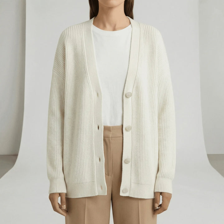 Jamila | Oversized Rib Knit V-Neck Women's Cardigan