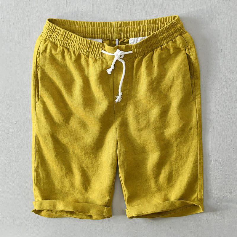 Cabana | Men's Elasticated Rolled Hem Linen Shorts