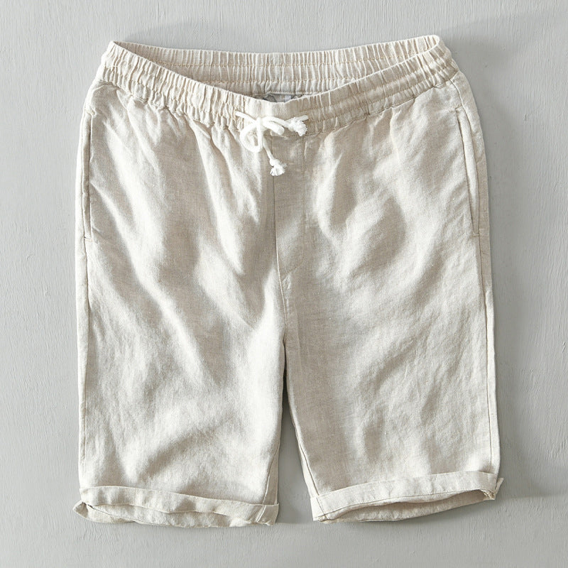 Cabana | Men's Elasticated Rolled Hem Linen Shorts