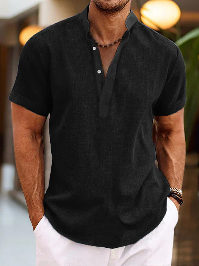 Luuk | Men's Short Sleeve Linen Henley Shirt