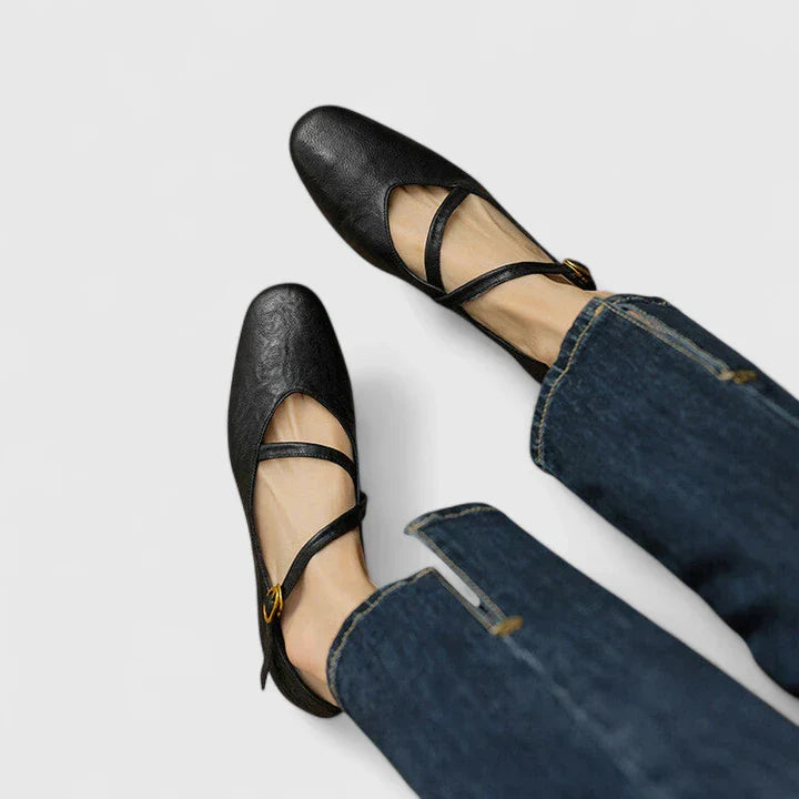 Margaux | Cross-Strap Leather Orthopedic Flats for Women
