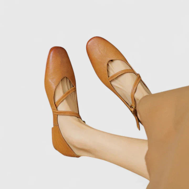 Margaux | Cross-Strap Leather Orthopedic Flats for Women