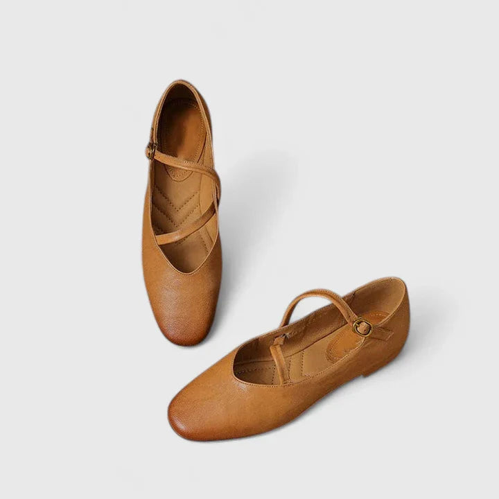 Margaux | Cross-Strap Leather Orthopedic Flats for Women