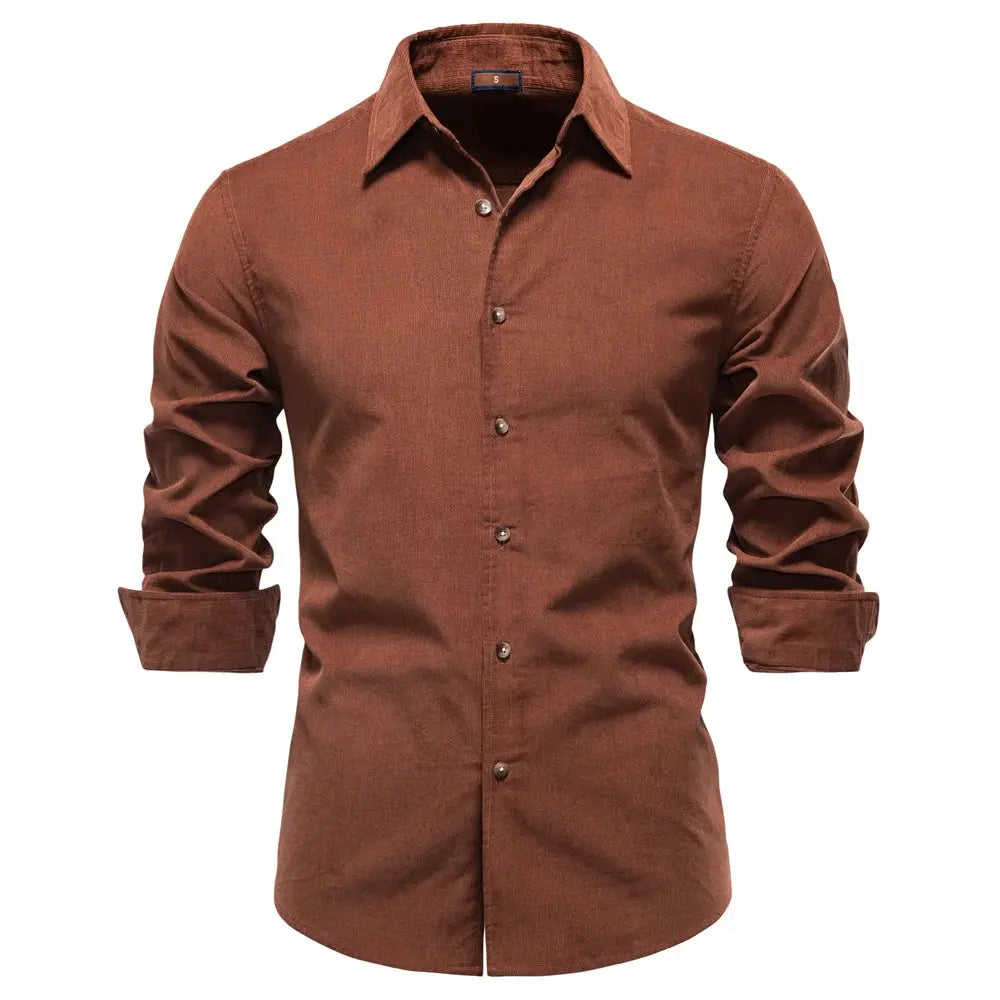Corbin | Slim Fit Corduroy Men's Smart-Casual Shirt with Point Collar