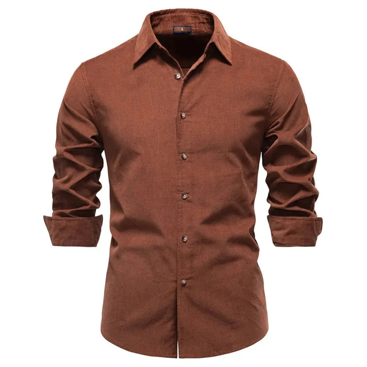 Corbin | Slim Fit Corduroy Men's Smart-Casual Shirt with Point Collar