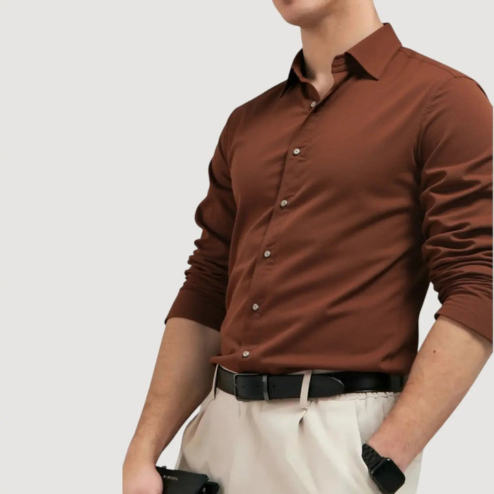 Corbin | Slim Fit Corduroy Men's Smart-Casual Shirt with Point Collar
