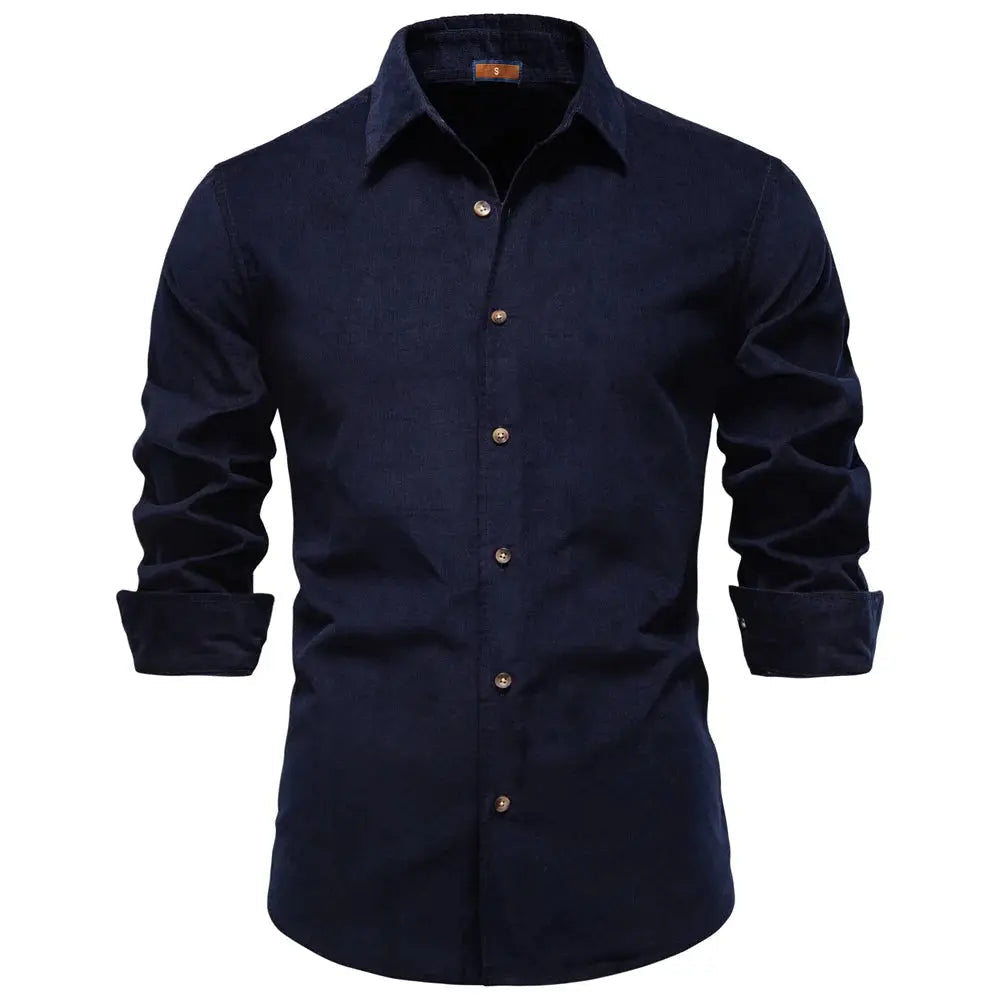 Corbin | Slim Fit Corduroy Men's Smart-Casual Shirt with Point Collar