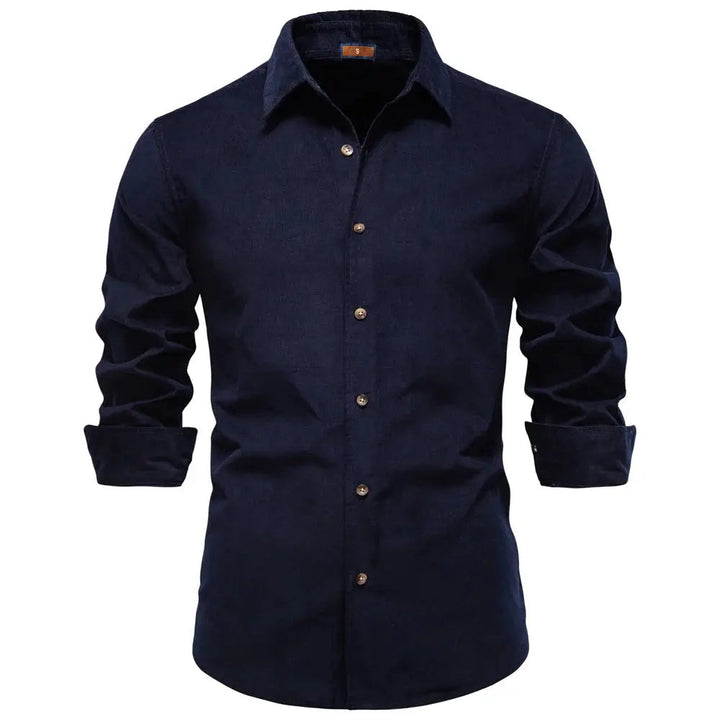 Corbin | Slim Fit Corduroy Men's Smart-Casual Shirt with Point Collar
