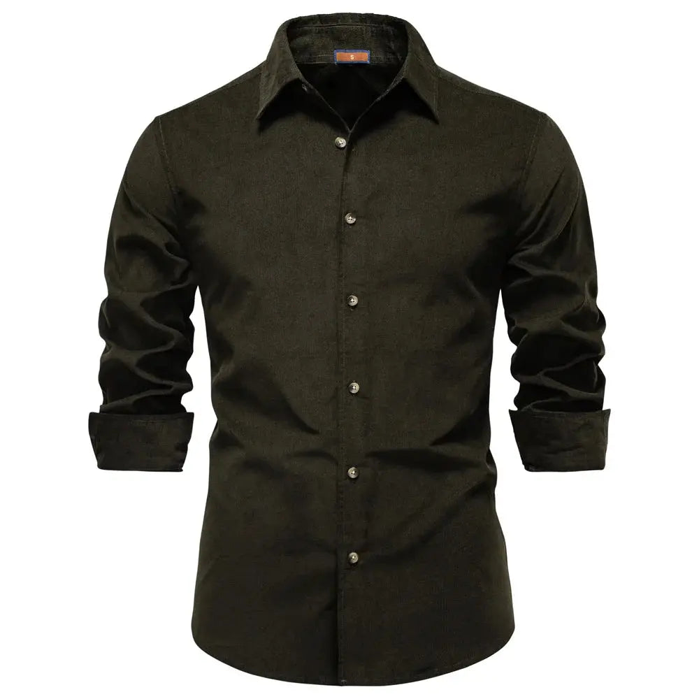 Corbin | Slim Fit Corduroy Men's Smart-Casual Shirt with Point Collar