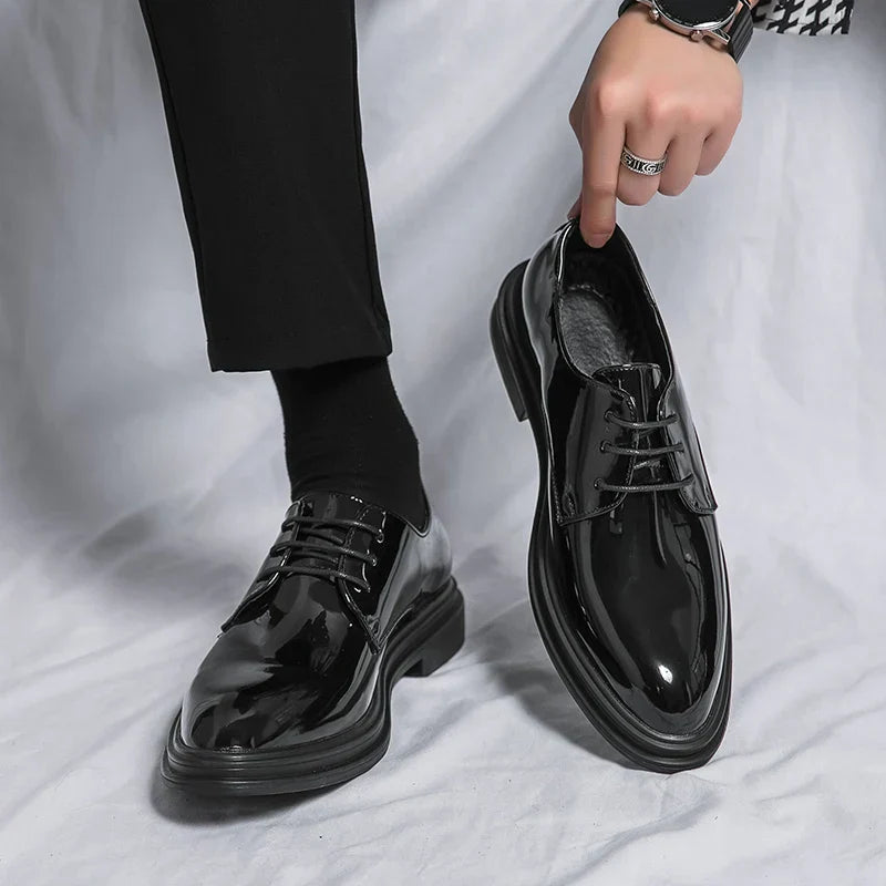 Gloss | Patent Leather Lace Up Mens Derby Formal Shoes