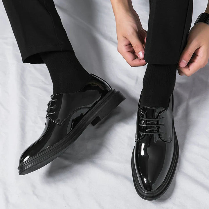 Gloss | Patent Leather Lace Up Mens Derby Formal Shoes