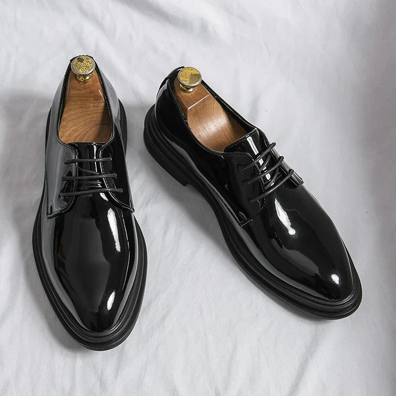 Gloss | Patent Leather Lace Up Mens Derby Formal Shoes