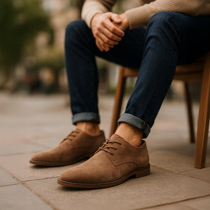 Stafford | Plain Toe Suede Lace-Up Derby Mens Shoes