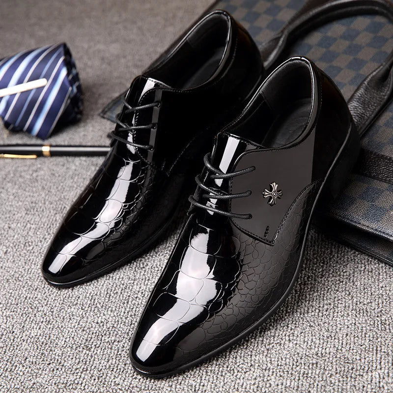 Reign | Embossed Patent Leather Lace Up Mens Oxford Shoes