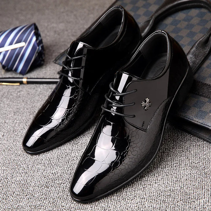 Reign | Embossed Patent Leather Lace Up Mens Oxford Shoes