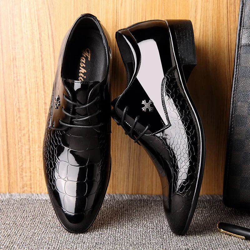 Reign | Embossed Patent Leather Lace Up Mens Oxford Shoes