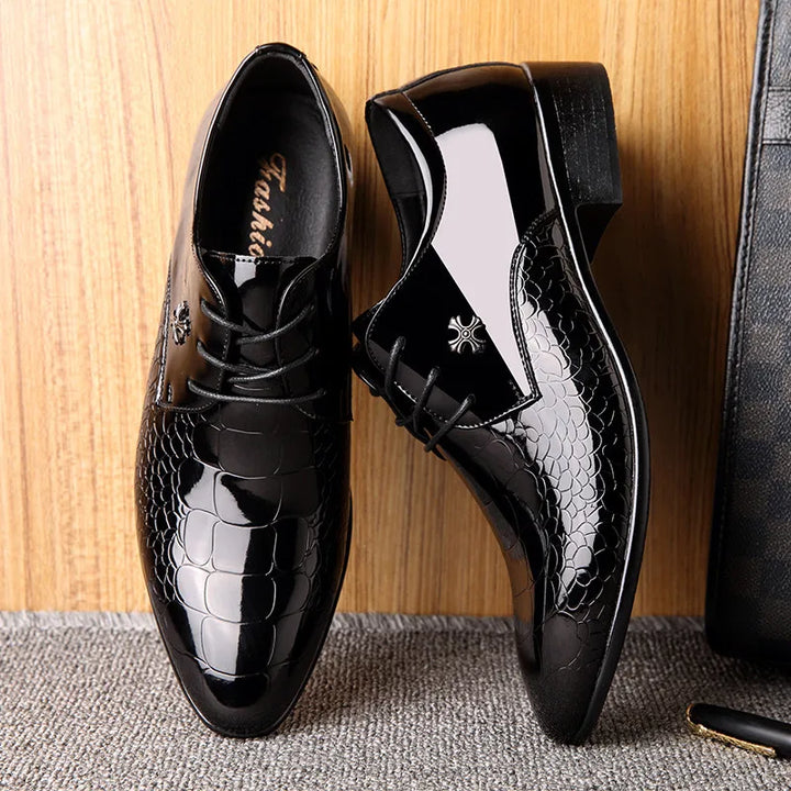 Reign | Embossed Patent Leather Lace Up Mens Oxford Shoes