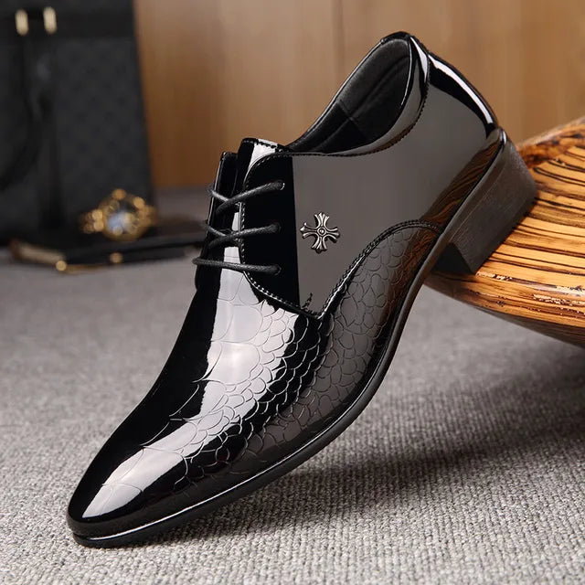 Reign | Embossed Patent Leather Lace Up Mens Oxford Shoes
