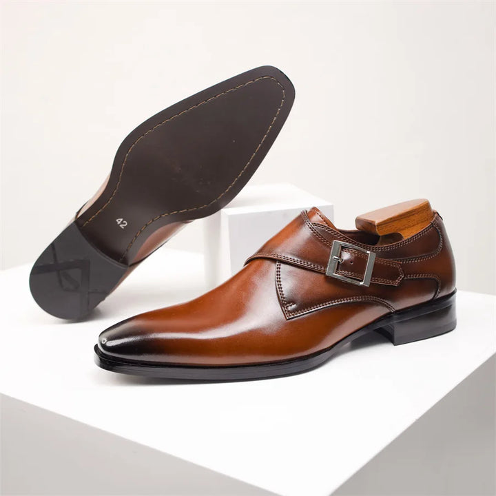 Monty | Single Monk Strap Burnished Leather Mens Formal Shoes