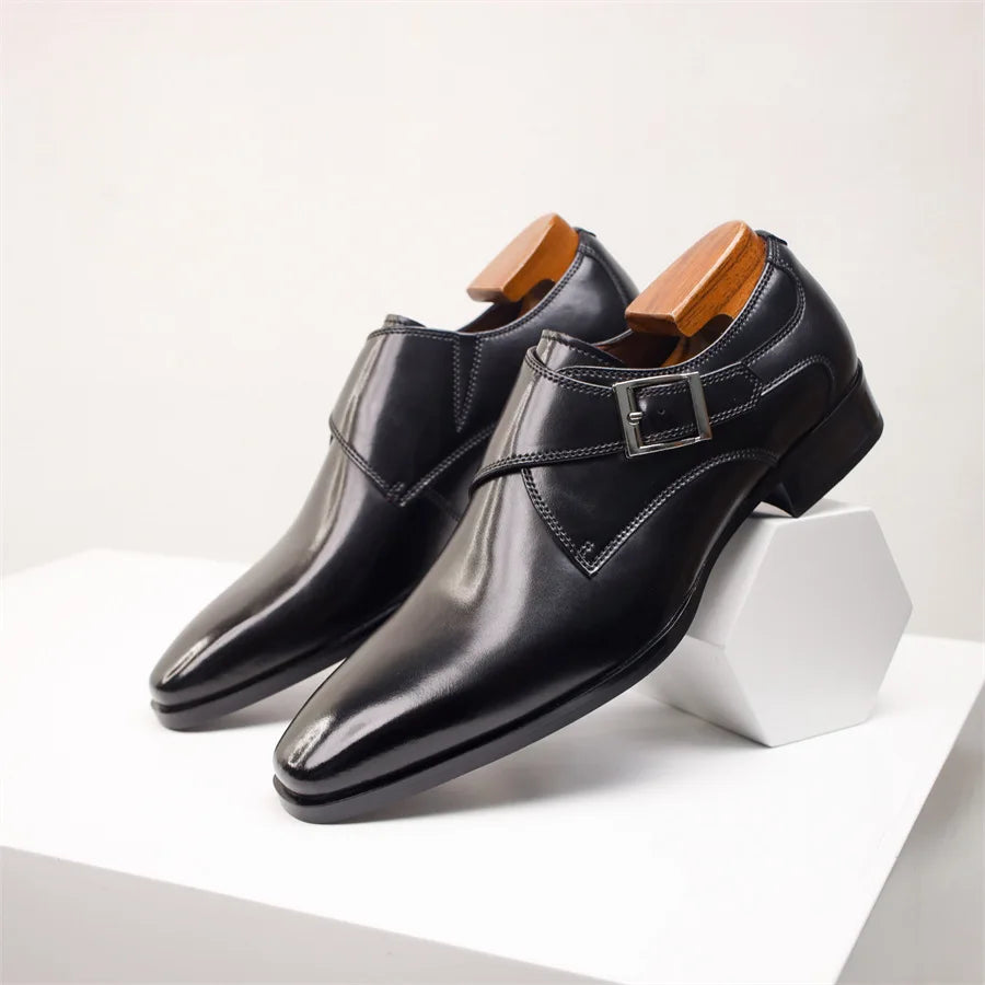 Monty | Single Monk Strap Burnished Leather Mens Formal Shoes