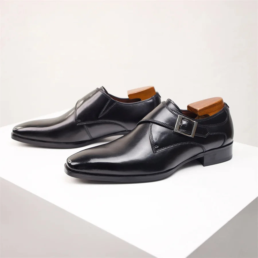Monty | Single Monk Strap Burnished Leather Mens Formal Shoes