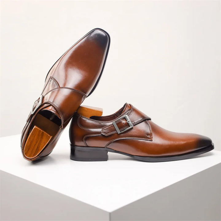 Monty | Single Monk Strap Burnished Leather Mens Formal Shoes