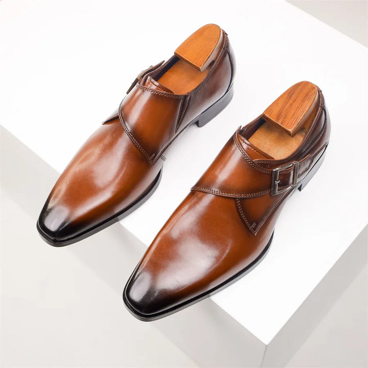 Monty | Single Monk Strap Burnished Leather Mens Formal Shoes