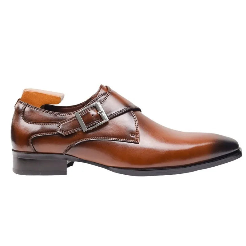 Monty | Single Monk Strap Burnished Leather Mens Formal Shoes