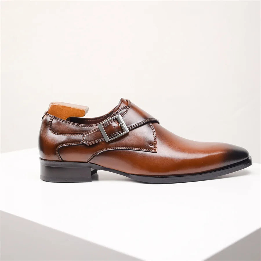 Monty | Single Monk Strap Burnished Leather Mens Formal Shoes