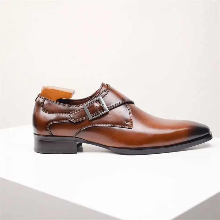 Monty | Single Monk Strap Burnished Leather Mens Formal Shoes