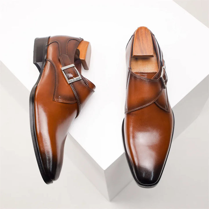Monty | Single Monk Strap Burnished Leather Mens Formal Shoes