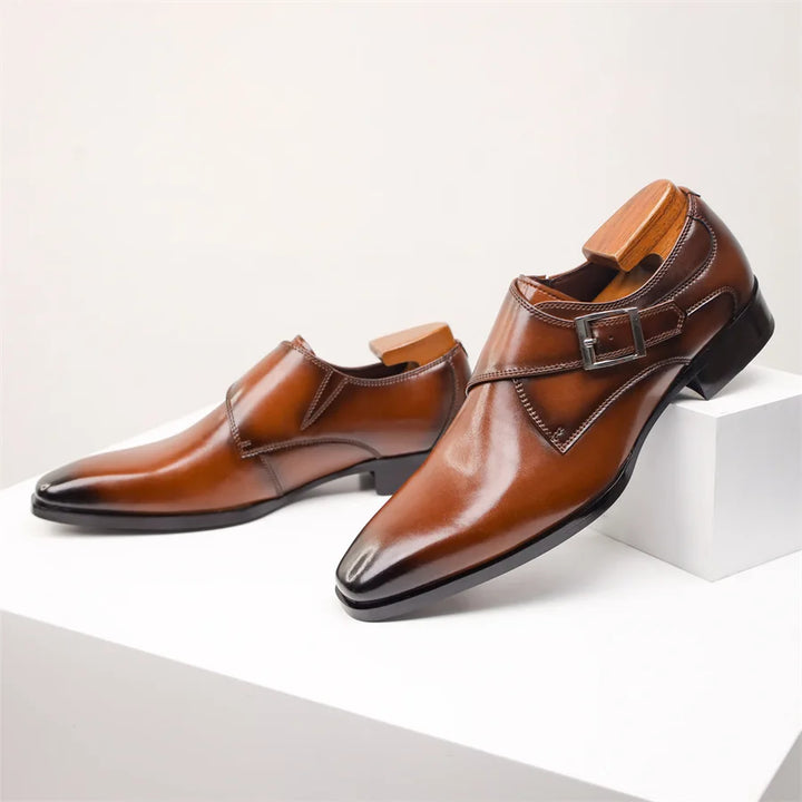 Monty | Single Monk Strap Burnished Leather Mens Formal Shoes