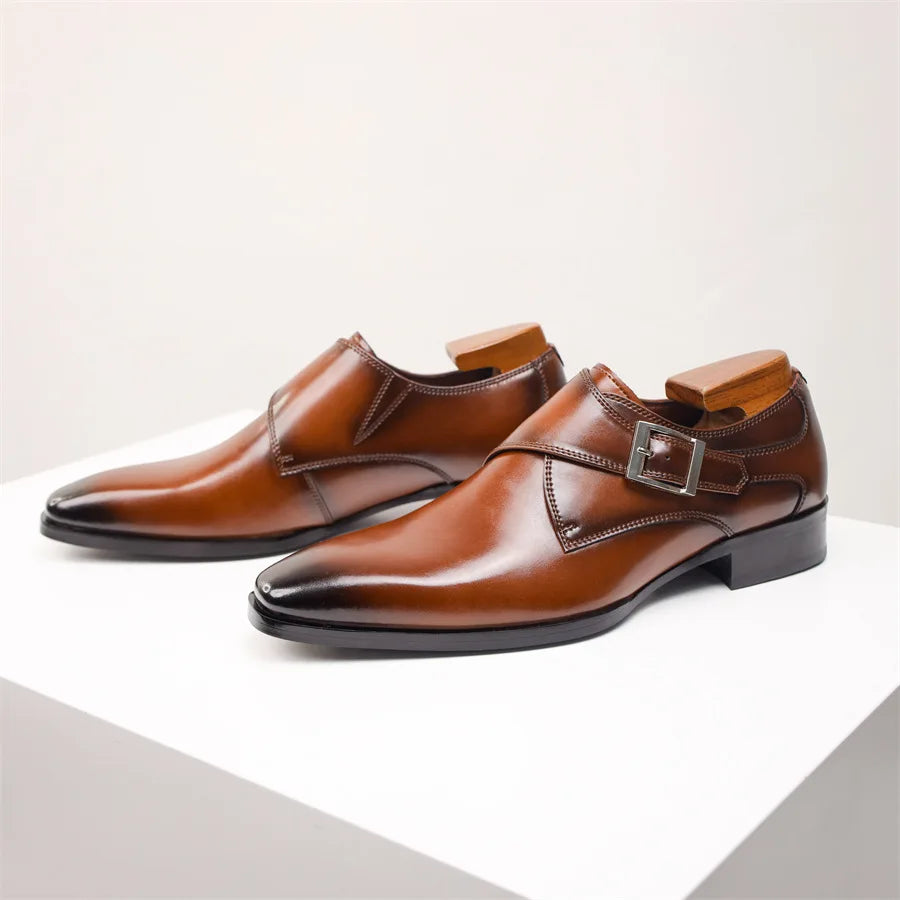 Monty | Single Monk Strap Burnished Leather Mens Formal Shoes