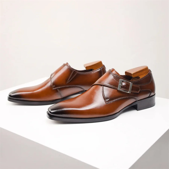 Monty | Single Monk Strap Burnished Leather Mens Formal Shoes