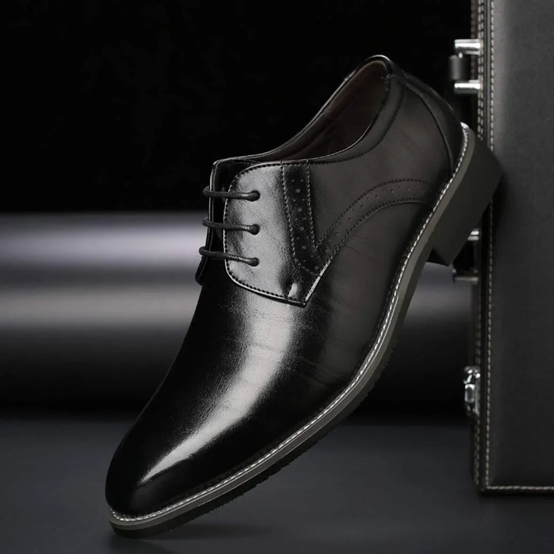 Alderton | Burnished Leather Brogue Detail Oxford Formal Mens Shoes